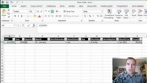 Excel Video 482 Building a Date Table
