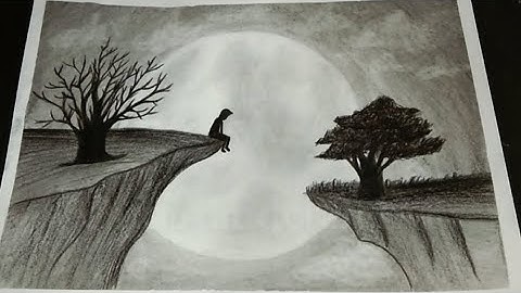 Learn how to draw a Sad boy in moonlight easy pencil sketch tutorial for beginners