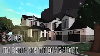 Two Story Modern-Farmhouse Home Bloxburg Exterior || melendezz