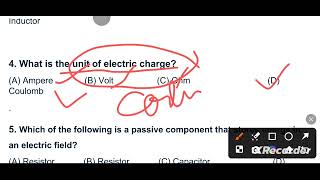 Basic electricity Electrical Electronic MCQ questions with answers Railway SSC JE NTPC PSC RRB Etc