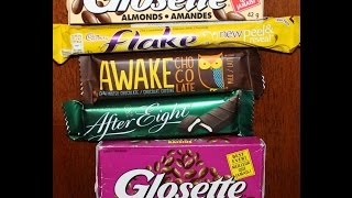 Julia has sent us another box full of sweet and salty snacks from
canada! the included: glosette almonds raisins, a cadbury flake, an
awake ...