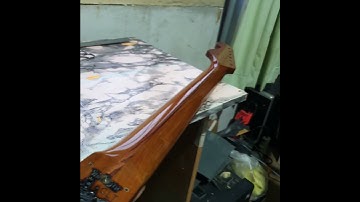 Applied tru oil finish on my Warmoth replacement neck (Roasted Maple) #rosewoodfretboard #warmoth