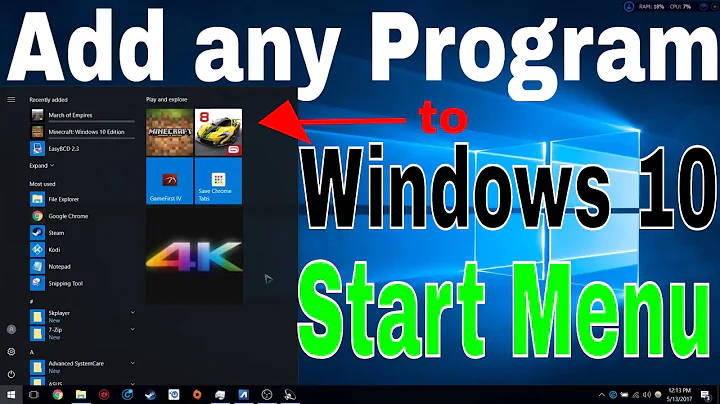 Add any program you want to Windows 10 Start Menu