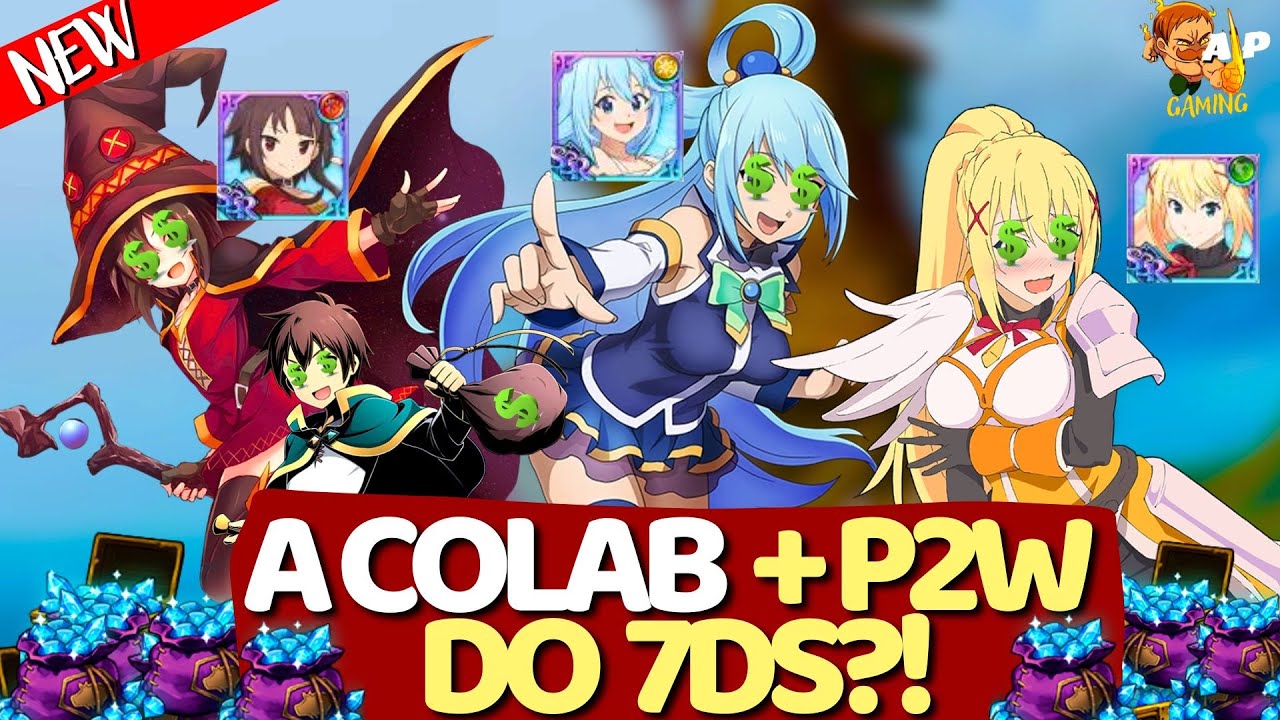 COLAB NO PVP!TRADUÇÃO DAS SKILLS E PASSIVA DA AQUA MEGUMIN E DARKNESS (COLAB KONOSUBA) - 7DS  GC