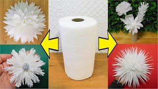 6 White Paper Flower Ideas 🌼 Beautiful Home Decoration DIY 😍 Easy Paper Towel Crafts