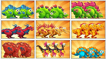 ALL DINOSOUR POWER-UP MAX LEVEL UPGRADING Dino Bash 2