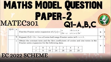 #1 Maths Model Question Paper 2 Q1 a,b,c Solved and Explained 3rd Sem BMATEC301 ECE 2022 Scheme VTU