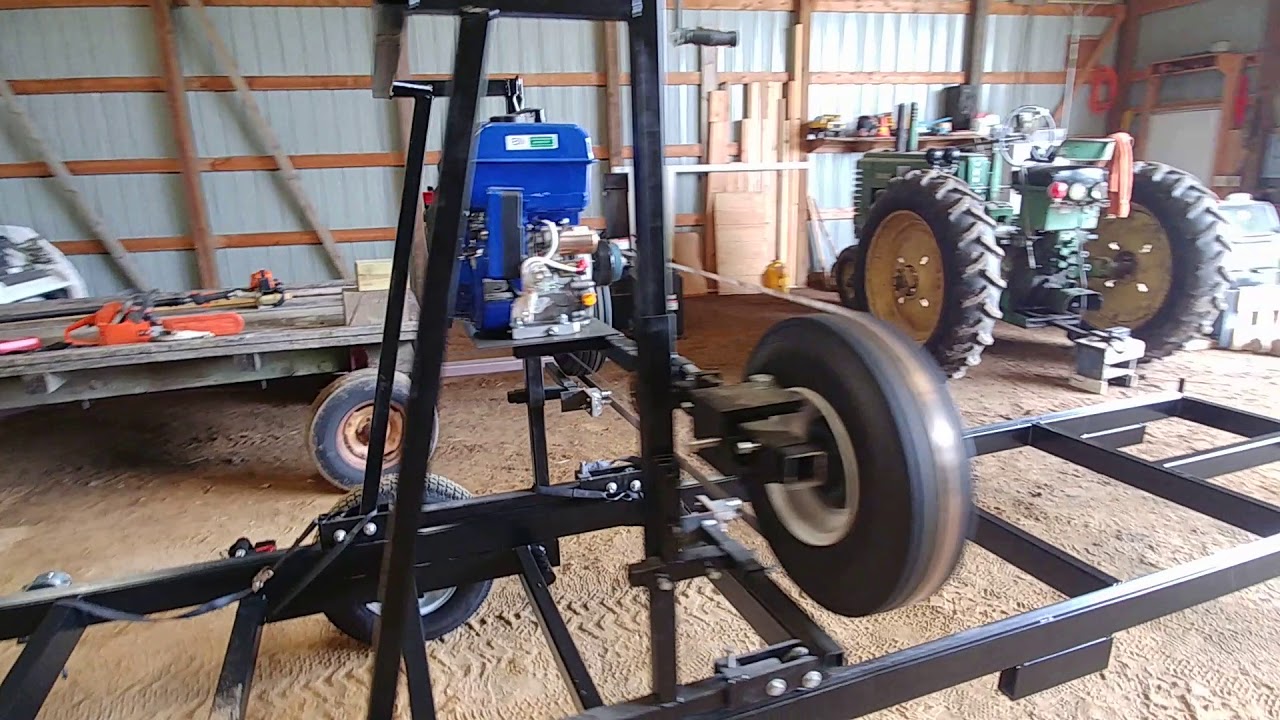 Homemade bandsaw sawmill first start and walk around YouTube