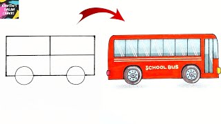 How to  draw school bus easy | School bus drawing for kids