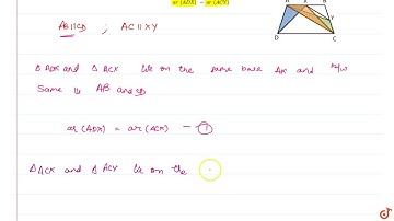 ABCD is a trapezium with `A B\\ ||\\ D C` . A line parallel to AC intersects AB at X and BC at Y...
