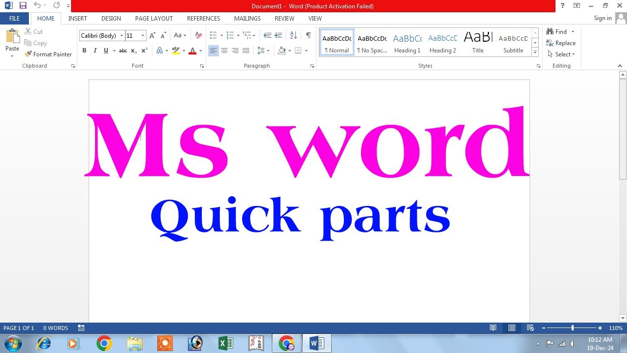 quick parts | how to use quick parts | quick parts gallery | outlook quick parts | word quick parts