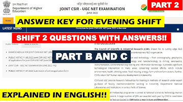 LIFE SCIENCE SHIFT 2|| CSIR JUNE 2022 ||SOLVED QUESTIONS!!ANSWER KEY!!CHECK SOON!!PART2