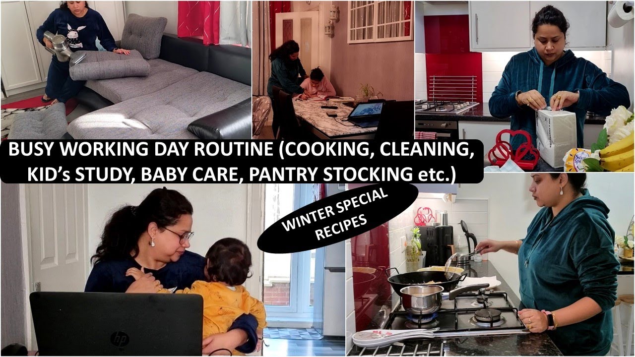 Snowy Monday Morning To Night Routine | Palak Rajma | Aloo Pyaj Pakora | Night Time Cleaning Routine