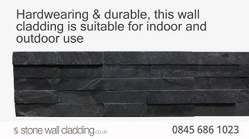 Black Slate Stone Wall Cladding - Natural Stone Split Face Mosaic Tiles