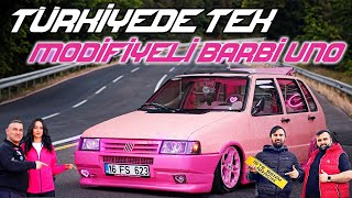 Türkiyede Tek Kalp Modifiyeli Pembe Taş Kaplamalı Fiat Uno