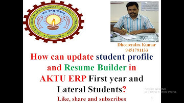 How can update Profile and Resume Builder in AKTU ERP 2022-23