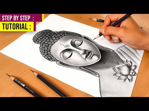 Multicolor Handmade Buddha Face Pencil Sketch SizeDimension 24x28