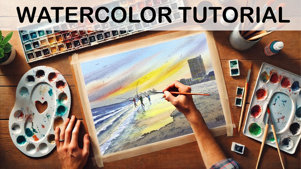 Пляж оживает на закате / Урок по акварельной живописи с Биллом Холкхэмом