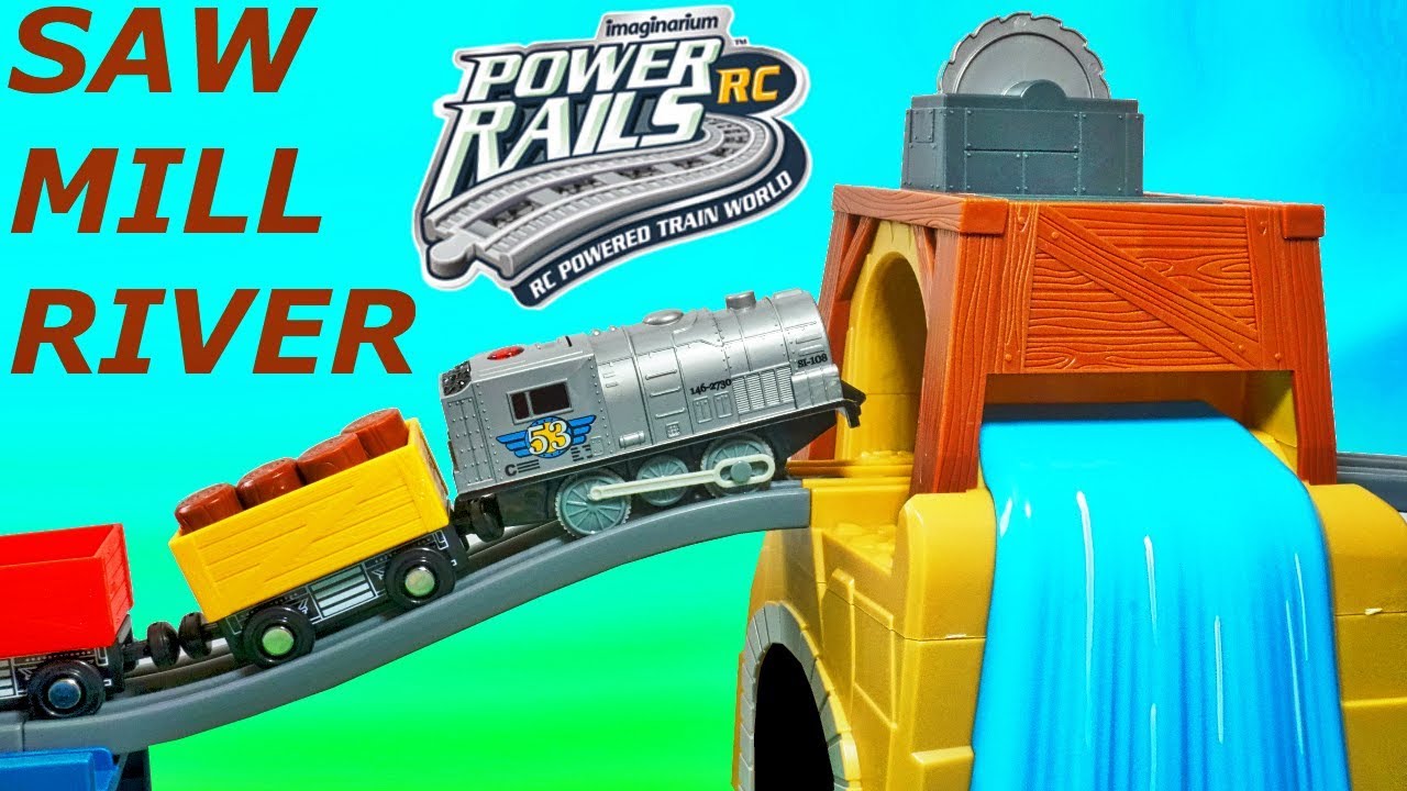 Wooden Railway Remote Control Train Power Rails Saw Mill River Connect Two Playsets Imaginarium Youtube