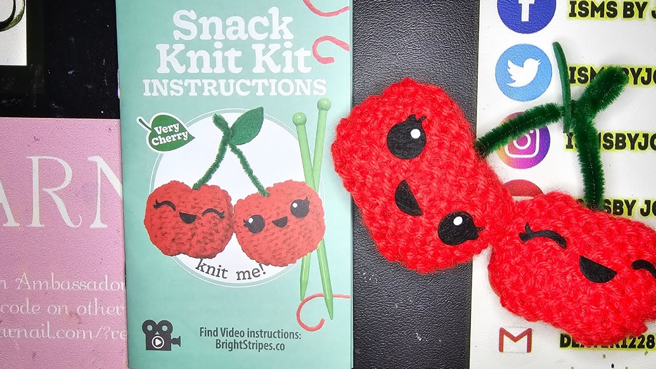 ストロベリーギフト　５点セット Five Below Snack Knit Kit Very Cherry How to knit For Beginners