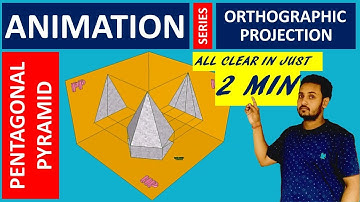 Orthographic projection of Pentagon pyramid through animation