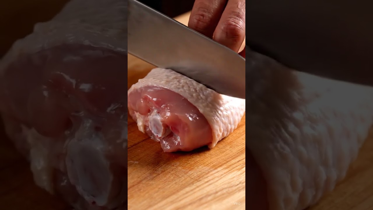 Satisfying Chicken Cutting ASMR | Clean Knife Slice | 8 Sec Shorts