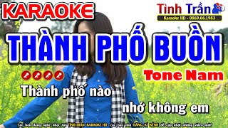 [ Xẩm Gõ Bo ] Thành Phố Buồn Karaoke Nhạc Sống Tone Nam ( Dm ) - Tình Trần Organ