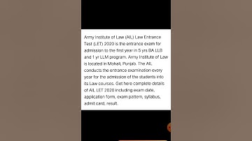 Army institute of law (AIL) Law entrance test 2020