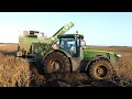 John Deere 8530 pulls out stuck John Deere 8320R | Muddy Potato Harvest | Danish Agriculture