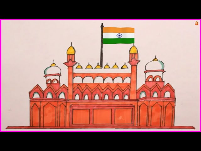 3d red fort drawing - 3d lal qila pencil sketch easy. (part -2) - YouTube