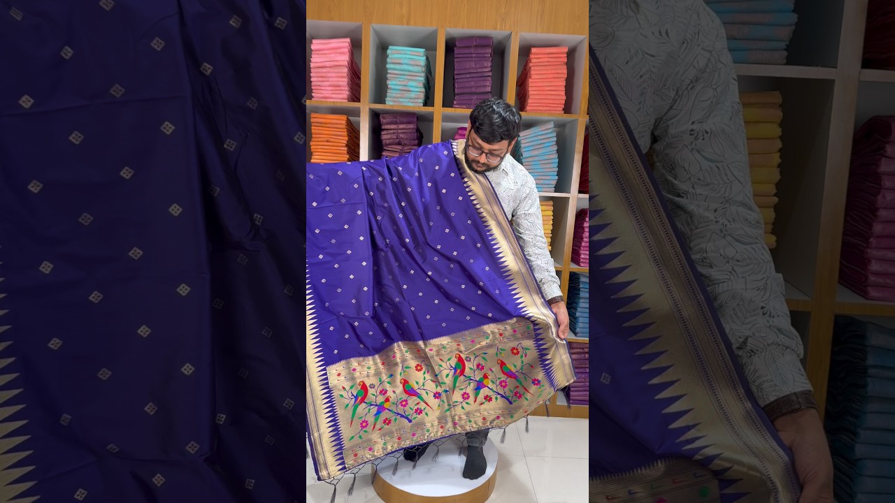 Pure Zari Temple Parrot Paithani Dupatta