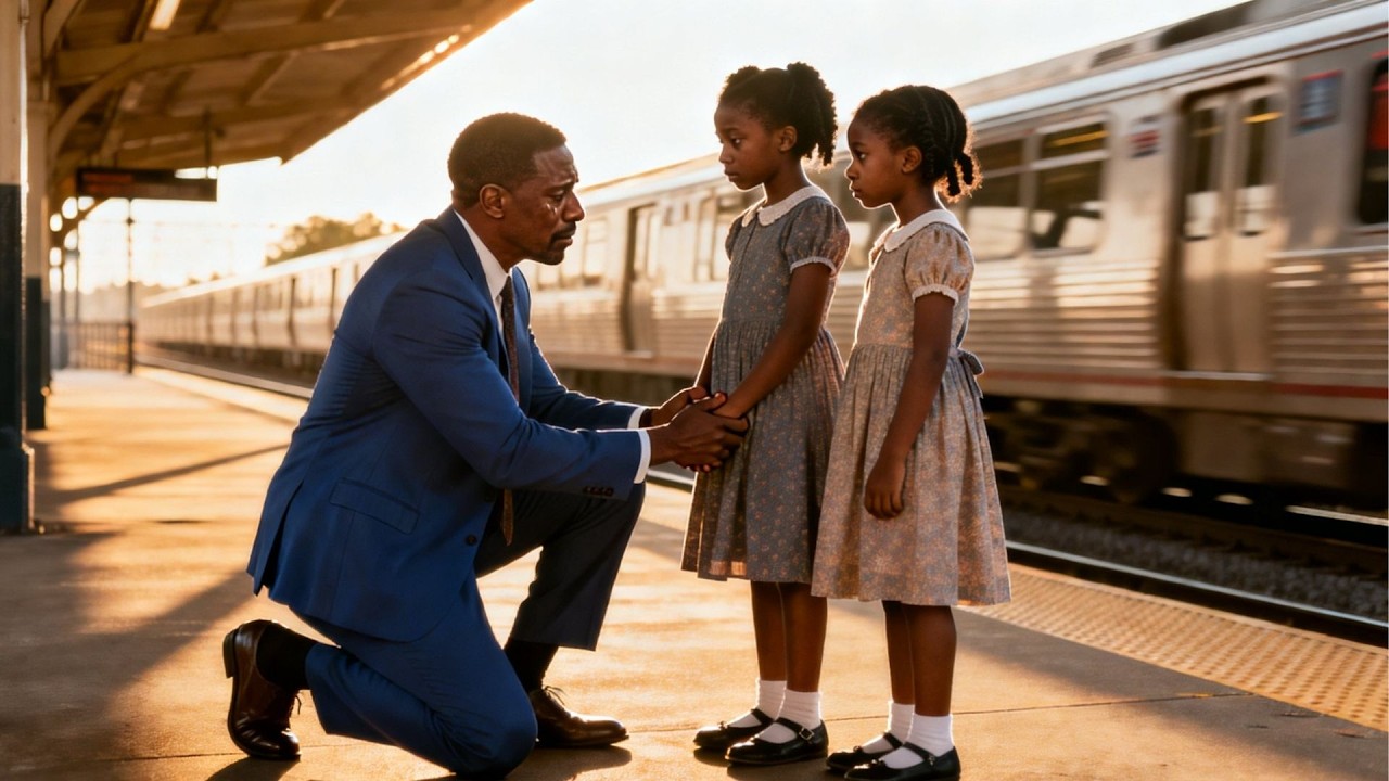 TWO POOR TWIN SISTERS KEEP WAITING WITH A PHOTO — THE BILLIONAIRE LOOKS AND COLLAPSES TO HIS KNEES