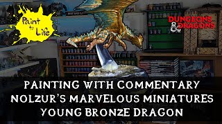 How to paint a Nolzur's Marvelous Miniatures Young Bronze Dragon D\u0026D– with step by step commentary.