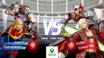 Marvel VS Capcom Infinite : HAWKEYE & CAPTAIN MARVEL vs ZERO & DANTE  | 4K UHD Gameplay