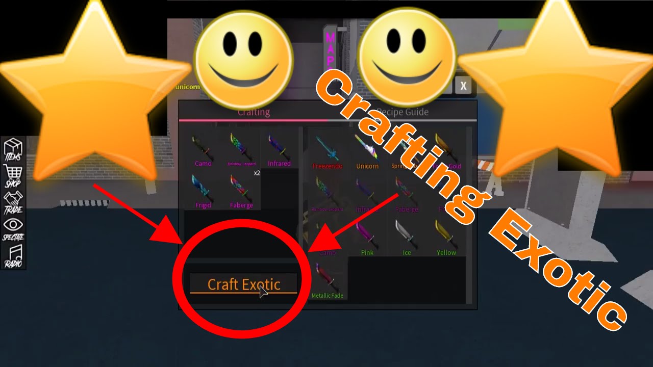 Insane Crafting Roblox Assassins Crafting An Exotic Youtube - roblox assassin how to craft freezendo