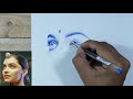 How to draw face using ball pen Episode 01