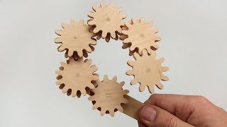 Cutting and assembling of Kinetic gear toy - scroll saw project Great wooden toy for kids children pattern available at www.