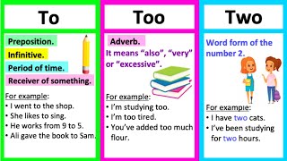 TO vs TOO vs TWO 🤔| What's the difference? | Learn with examples