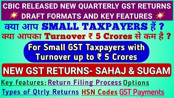 GST NEW QUARTERLY RETURNS- PROCESS,GST PAYMENT, KEY FEATURES |SMALL TAXPAYERS TURNOVER UPTO 5 CRORES
