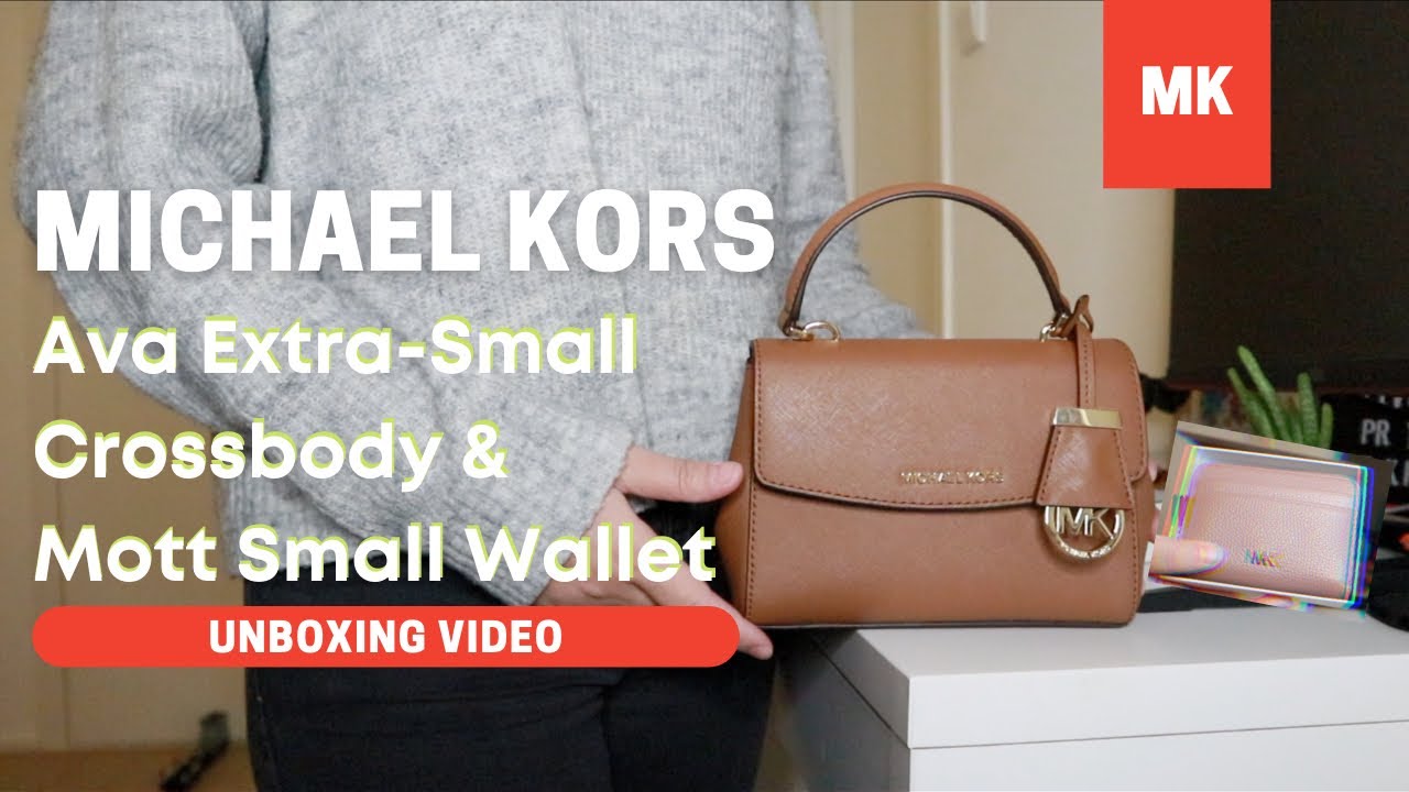 MK AVA XS LUGGAGE/BROWN CROSSBODY & MK MOTT SMALL WALLET DARK FAWN UNBOXING  | REVIEW & Try on