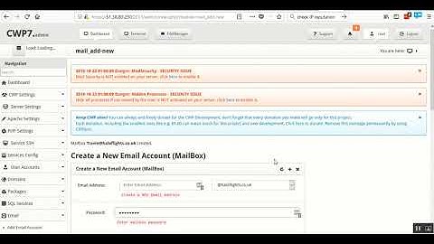 How to create new email accounts CWP