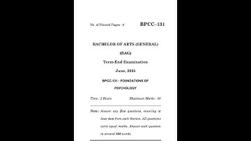 BPCC-131 June 2025 | IGNOU Previous Year Question Paper