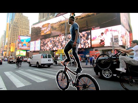 BIKE SURFING THROUGH TIMES SQUARE!! 