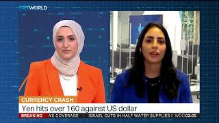 The Japanese yen falls to 38-year low against the US dollar