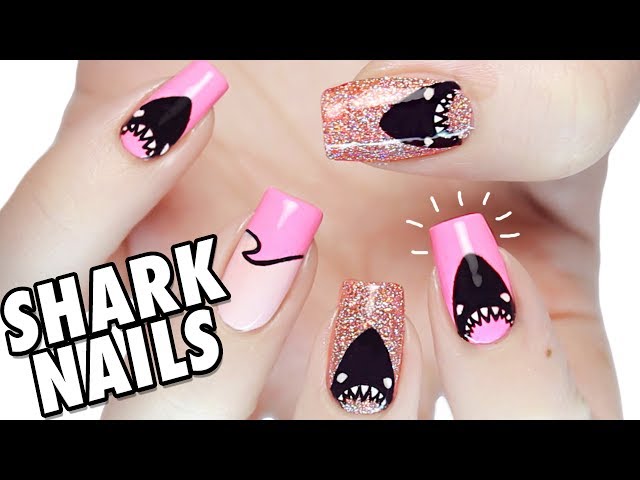 Pretty Pink Sharks | Shark Week Nail Art w/ MoYou London Stamping