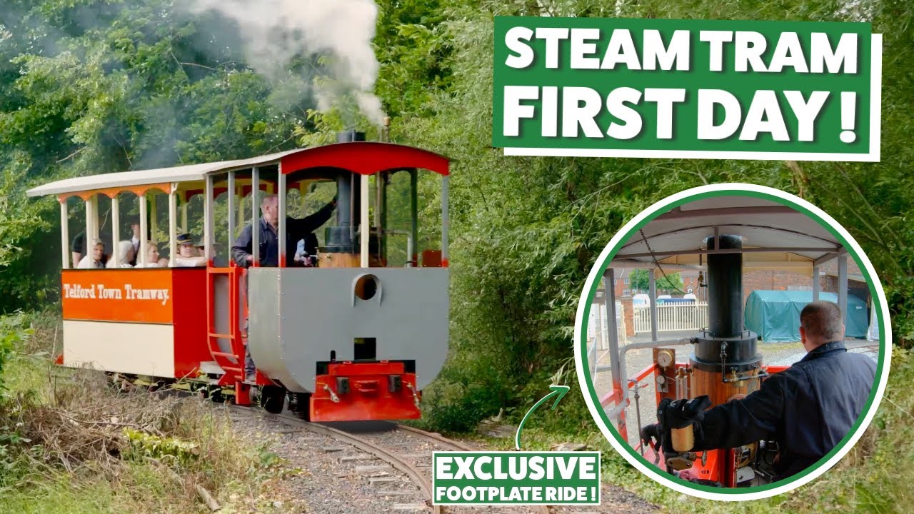 FIRST DAY of the Telford Steam Tram after restoration ! - Telford Town Tramway June 2025