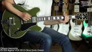 Video thumbnail of "Gibson Memphis / ES-355 Bigsby VOS 2015 Olive Drab Green【デジマート製品レビュー】"