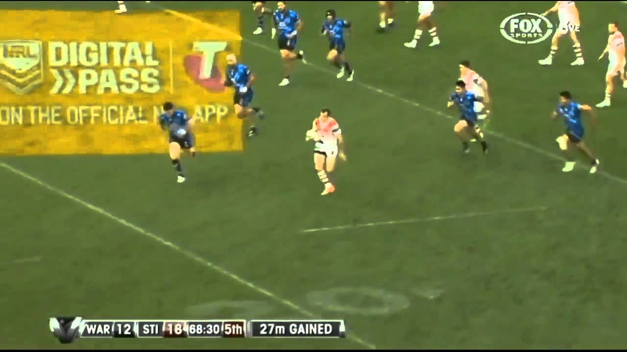 115m Try by Brett Morris - Round 2 2014 (Dragons Vs Warriors)