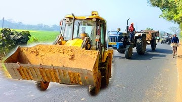Jcb 3dx Machine Loading Red Mud In Powertrack 434 Ds Plus And Sonalika 42 Di Rx Tractor |Jcb Tractor