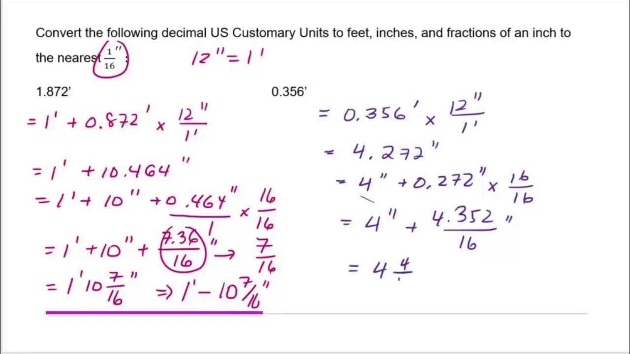 Converting to Feet Inches Fractions of an Inch YouTube